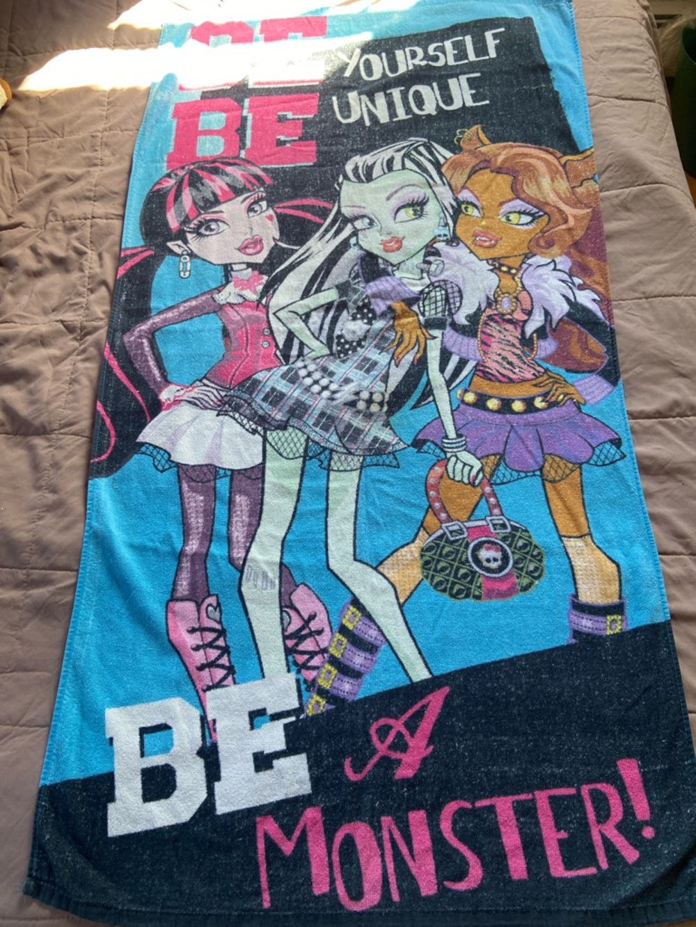RARE Monster High Beach Towel - Blue, Pink, Purple